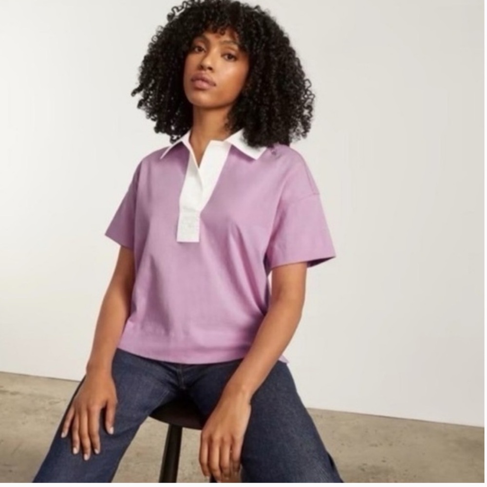119. Everlane The Retro Jersey Polo Shirt Size Small Boxy Purple